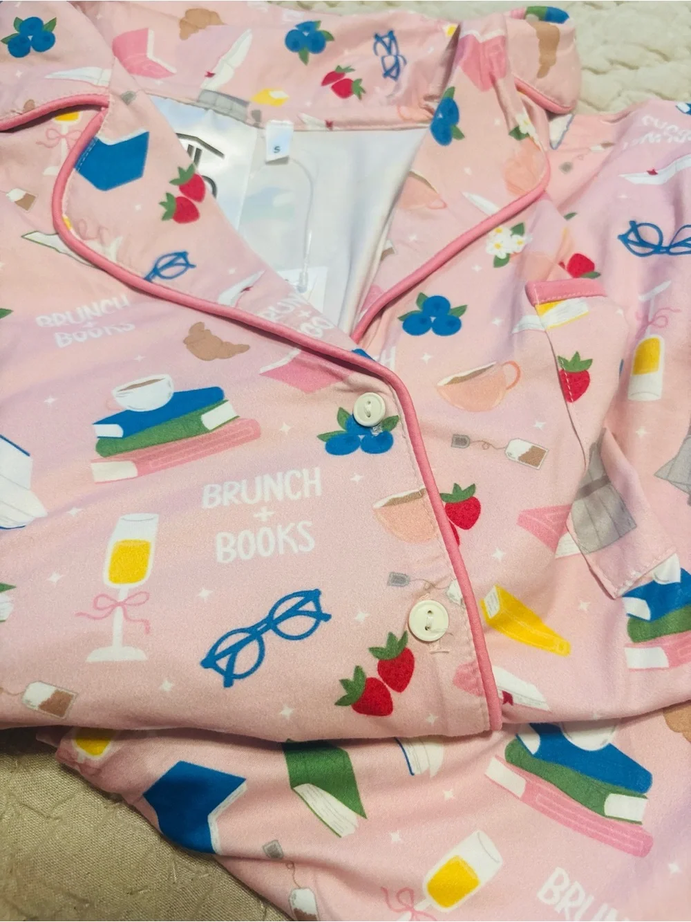 Women’s Pink 'Brunch & Books' Pajama Set